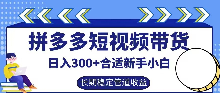 拼多多短视频带货日入300+有长期稳定被动收益，合适新手小白【揭秘】-中创网-创业项目大全
