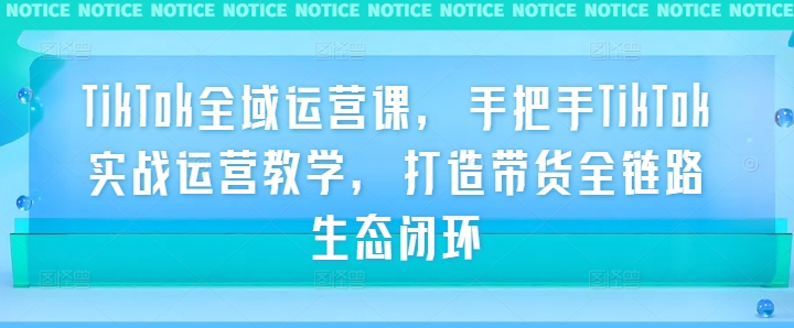 TikTok全域运营课，手把手TikTok实战运营教学，打造带货全链路生态闭环-中创网-创业项目大全