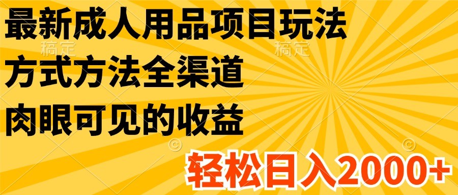 全新两性用品新项目游戏玩法，具体方法新零售，很明显的盈利，轻轻松松日入2000-中创网-创业项目大全