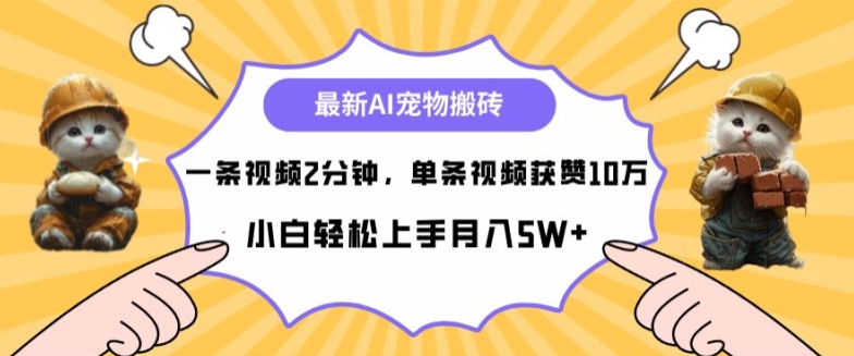 最新蓝海AI宠物搬砖项目，两分钟一条视频，单条获赞10W-中创网-创业项目大全