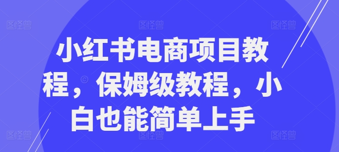 小红书电商项目教程，保姆级教程，小白也能简单上手-中创网-创业项目大全