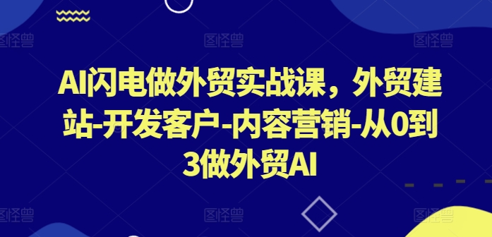 AI闪电做外贸实战课，​外贸建站-开发客户-内容营销-从0到3做外贸AI（更新）-中创网-创业项目大全