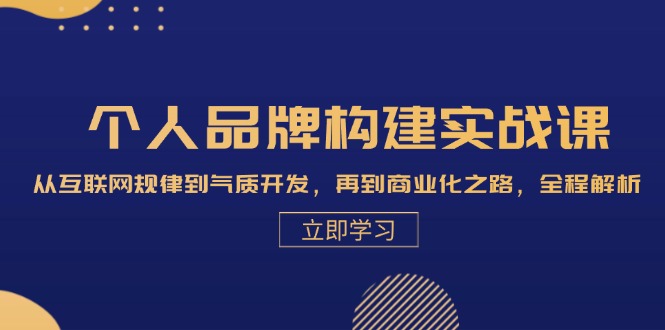 个人品牌构建实战课：从互联网规律到气质开发，再到商业化之路，全程解析-中创网-创业项目大全