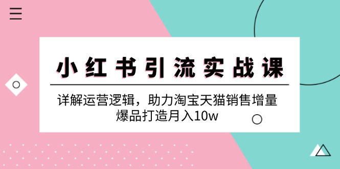 小红书引流实战课：详解运营逻辑，助力淘宝天猫销售增量，爆品打造月入10w-中创网-创业项目大全