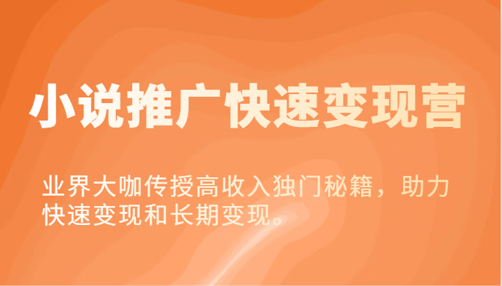 小说集营销推广收益最大化营-业内大佬教给高工资独门秘籍，助推收益最大化或长期转现。-中创网-创业项目大全