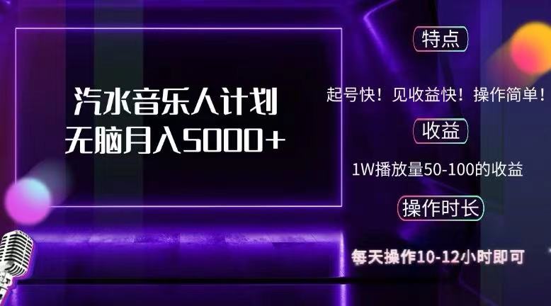 （12429期）抖音汽水音乐人计划无脑月入5000+-中创网-创业项目大全