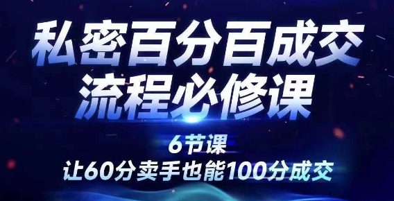私密百分百成交流程线上训练营，绝对成交，让60分卖手也能100分成交-中创网-创业项目大全