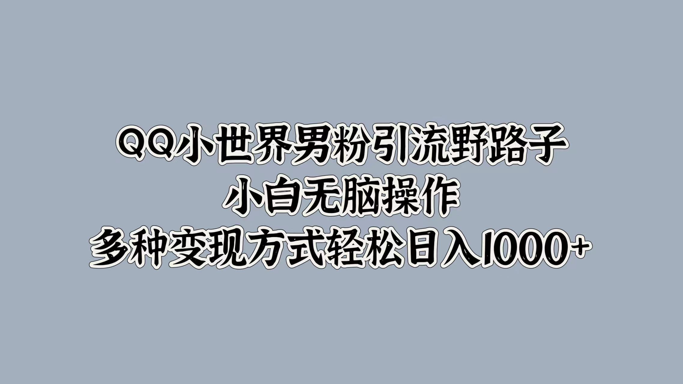 QQ小世界男粉引流野路子，小白无脑操作，多种变现方式-中创网-创业项目大全