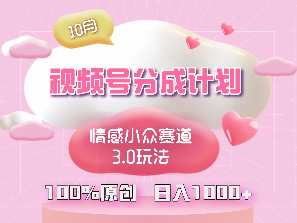 （12939期）视频号情感小众赛道3.0.纯原创视频，每天1小时，小白易上手-中创网-创业项目大全