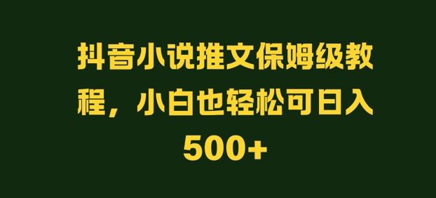 抖音小说推文保姆级教程，小白也轻松可日入500+-中创网-创业项目大全