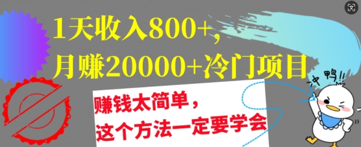 1天收入8张，月赚2w+冷门项目，赚钱太简单，这个方法一定要学会【干货】-中创网-创业项目大全