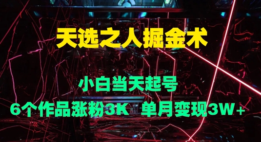 天选之人掘金术，小白当天起号，6个作品涨粉3000+，单月变现3w+-中创网-创业项目大全
