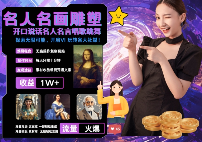 世界名画名人名言超强反转唱歌跳舞说话 吸睛火爆流量爆炸 每天三分钟 轻松月入破W-中创网-创业项目大全