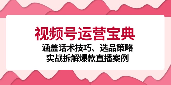 视频号运营宝典：涵盖话术技巧、选品策略、实战拆解爆款直播案例-中创网-创业项目大全