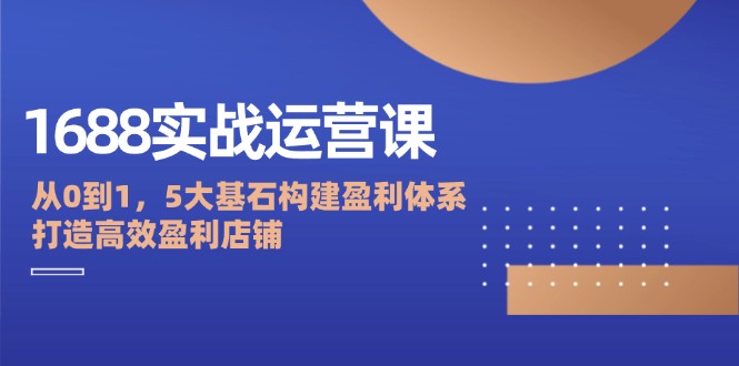 （12482期）1688实战运营课：从0到1，5大基石构建盈利体系，打造高效盈利店铺-中创网-创业项目大全