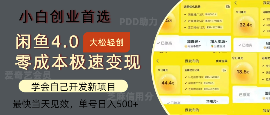 （12434期）闲鱼0成本极速变现项目，多种变现方式 单号日入500+最新玩法-中创网-创业项目大全