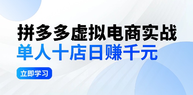（12326期）拼夕夕虚拟电商实战：单人10店日赚千元，深耕老项目，稳定盈利不求风口-中创网-创业项目大全