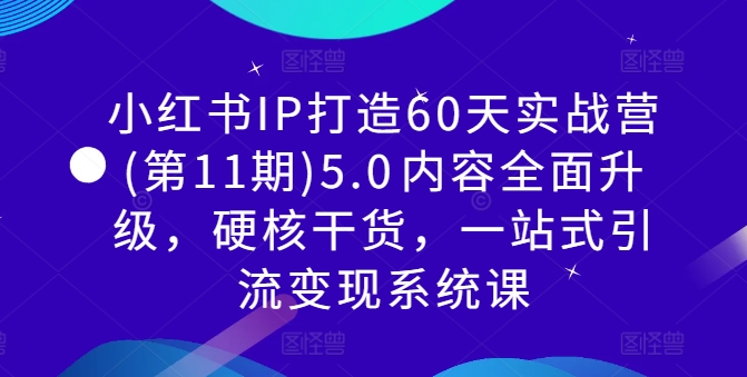 小红书IP打造60天实战营(第11期)5.0​内容全面升级，硬核干货，一站式引流变现系统课-中创网-创业项目大全