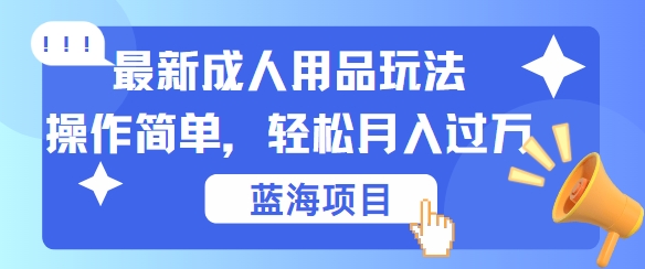 最新成人用品项目玩法，操作简单，动动手，轻松日入几张【揭秘】-中创网-创业项目大全