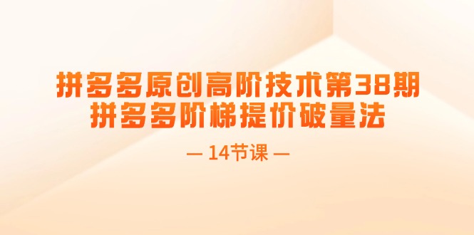拼多多平台原创设计高级技术性第38期，拼多多平台台阶涨价破量法（14堂课）-中创网-创业项目大全