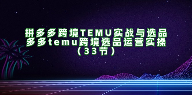 拼多多平台跨境电商TEMU实战演练与选款，多多的temu跨境电商选款经营实际操作（33节）-中创网-创业项目大全