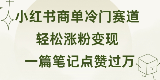 小红书商单冷门赛道 一篇笔记点赞过万 轻松涨粉变现-中创网-创业项目大全