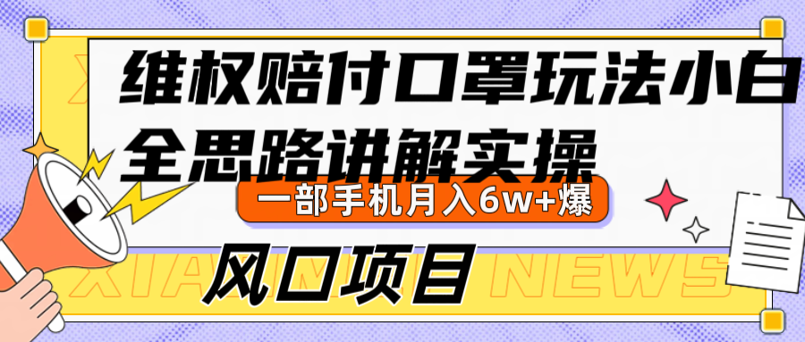 维权赔付口罩玩法，小白也能月入6w+，风口项目实操-中创网-创业项目大全