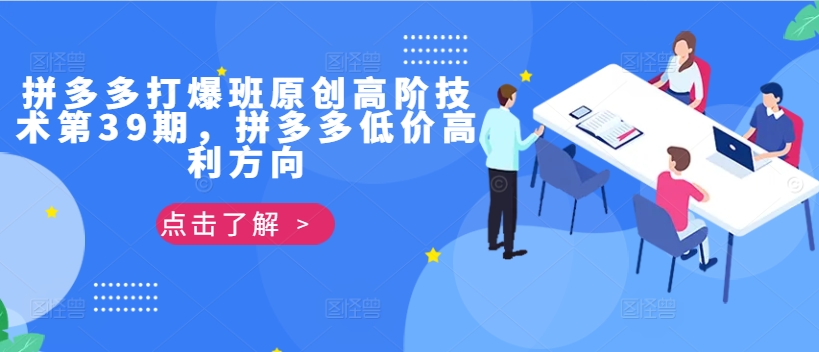拼多多打爆班原创高阶技术第39期，拼多多低价高利方向-中创网-创业项目大全
