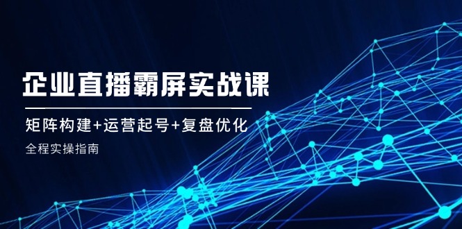 （12338期）企 业 直 播 霸 屏实战课：矩阵构建+运营起号+复盘优化，全程实操指南-中创网-创业项目大全