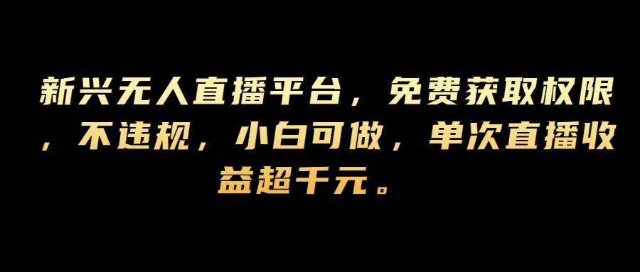新兴无人直播平台，免费获取权限，不违规，小白可做，单次直播收益超千元-中创网-创业项目大全