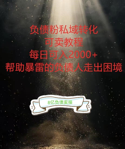 负债粉掘金计划，帮助负债者解决问题，债务规划，债务重组，最好的变现方式【揭秘】-中创网-创业项目大全
