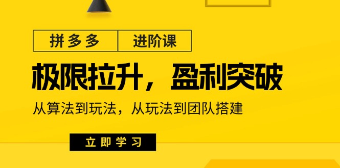 拼多多平台升阶课：极限值拉涨/赢利提升：从优化算法到游戏玩法 从模式到团队搭建（18节）-中创网-创业项目大全