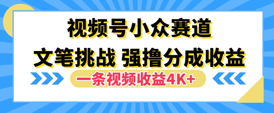 视频号新赛道之文笔挑战，强撸分成收益，一条视频赚了4K+-中创网-创业项目大全