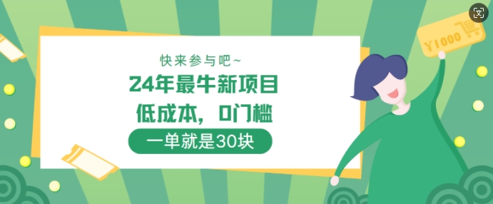 24年最牛新项目，低成本，0门槛 ，一单就是30块，轻松月入1w-中创网-创业项目大全