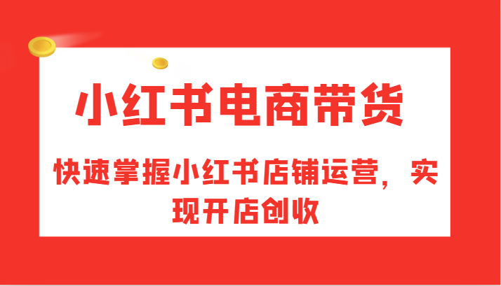 小红书电商带货，快速掌握小红书店铺运营，实现开店创收-中创网-创业项目大全