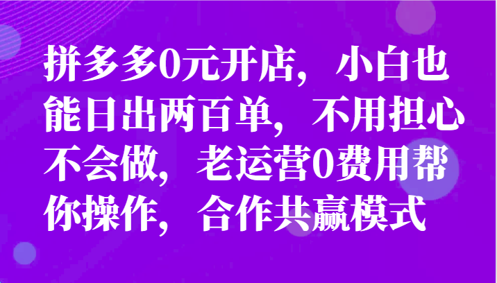全新拼多多平台优质企业新手褔利，二天销售量过百单，不要钱、老经营代实际操作-中创网-创业项目大全
