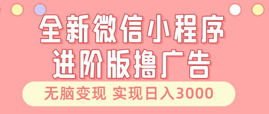 （13197期）全新微信小程序进阶版撸广告 无脑变现睡后也有收入 日入3000＋-中创网-创业项目大全