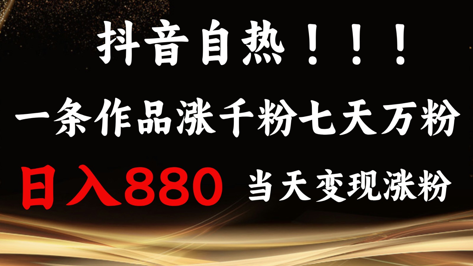 抖音小红书自热，一条作品1000粉，7天万粉，单日变现880收益-中创网-创业项目大全