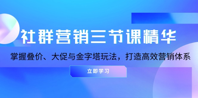 （13431期）社群营销三节课精华：掌握叠价、大促与金字塔玩法，打造高效营销体系-中创网-创业项目大全