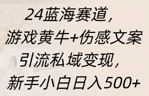 蓝海赛道，游戏黄牛+伤感文案引流私域变现，新手小白日入多张-中创网-创业项目大全
