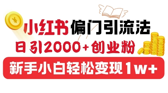 小红书偏门引流法，日引200+创业粉，新手小白轻松变现-中创网-创业项目大全