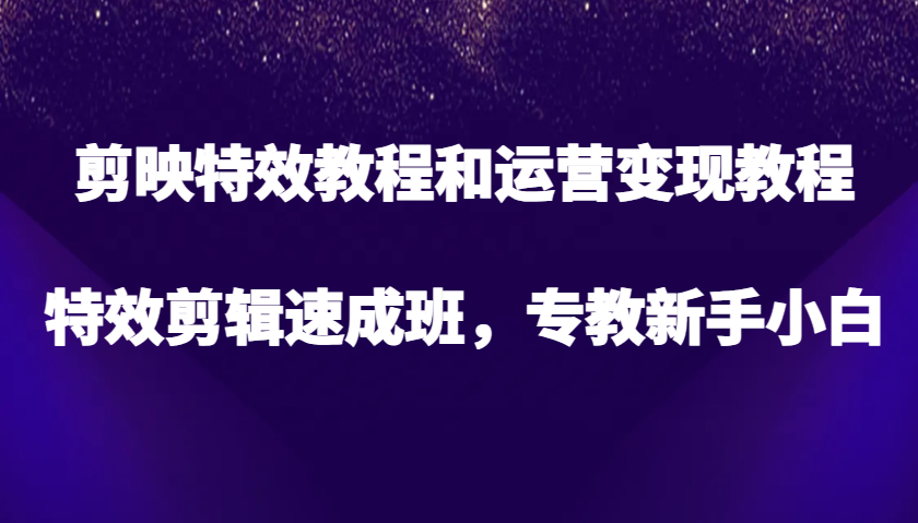 剪映特效教程和运营变现教程，特效剪辑速成班，专教新手小白-中创网-创业项目大全