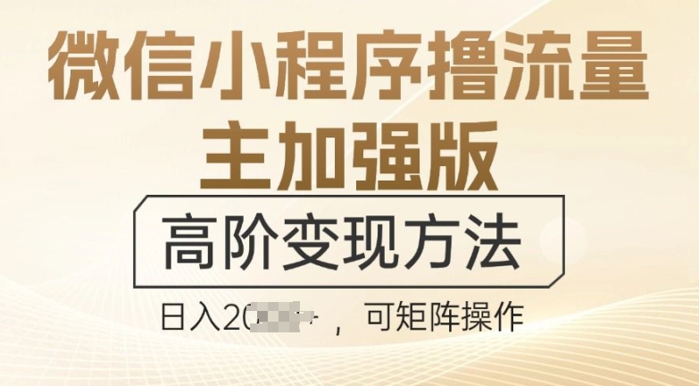 微信小程序撸流量主加强版，高阶变现方法，日收益多张-中创网-创业项目大全