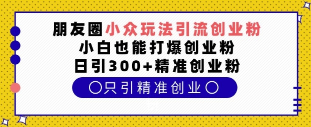 朋友圈小众玩法引流创业粉，小白也能打爆创业粉，日引300+精准创业粉【揭秘】-中创网-创业项目大全