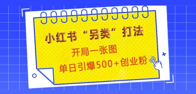 小红书“另类”打法，开局一张图，单日引爆500+精准创业粉【揭秘】-中创网-创业项目大全