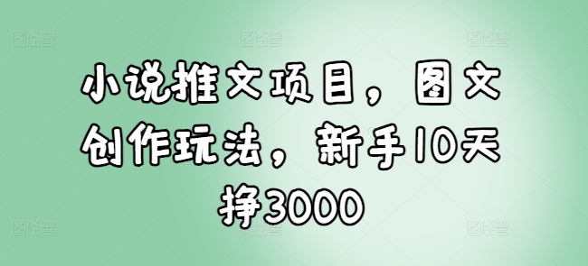 小说推文项目，图文创作玩法，新手10天挣3000-中创网-创业项目大全
