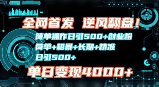 全网首发，简单操作日引500+创业粉，简单+粗暴+长期+精准-中创网-创业项目大全