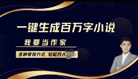 我要当作家，一键生成百万字小说，多种变现方式，轻松月入过W+-中创网-创业项目大全