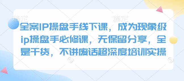 全案IP操盘手线下课，成为现象级ip操盘手必修课，无保留分享，全是干货，不讲废话超深度培训实操-中创网-创业项目大全