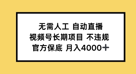 无需人工自动直播，视频号长期项目不违规，官方保底月入4000左右-中创网-创业项目大全